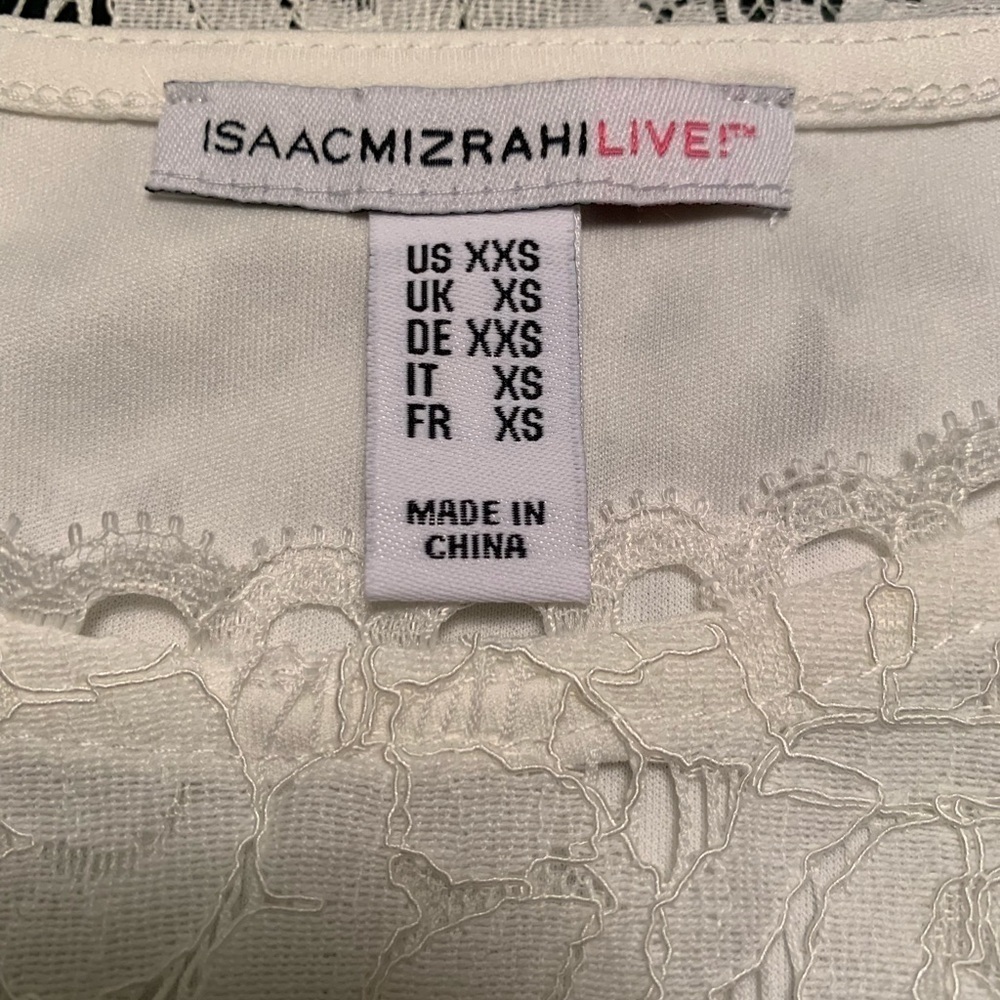 Issac Mizrahi Live white lacy tunic, size XXS View 2